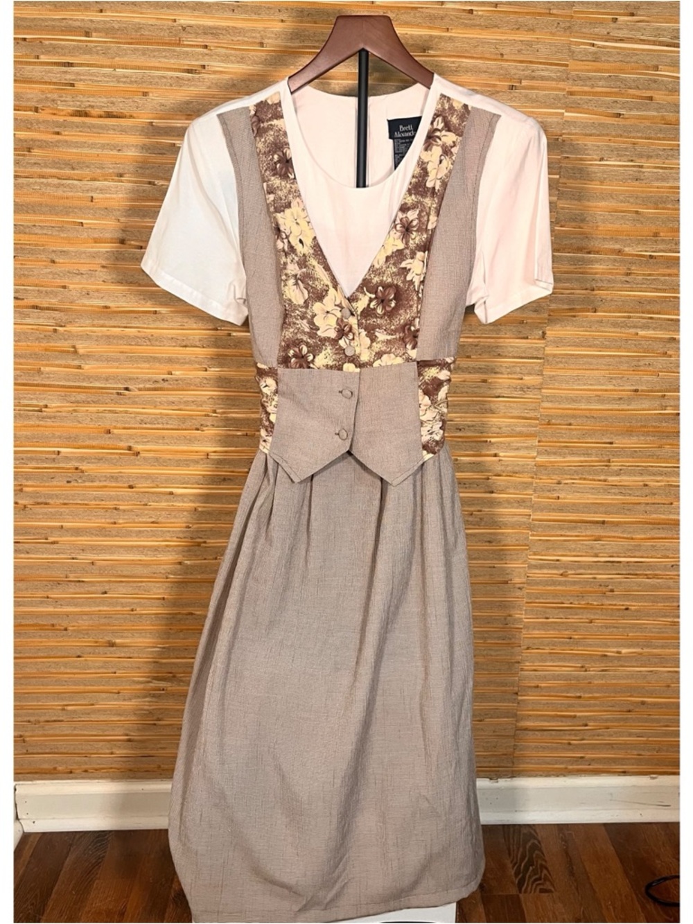 Vintage Brett Alixander Houndstooth Vest Maxi Dress